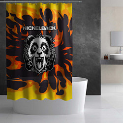 Шторка для душа Nickelback рок панда и огонь, цвет: 3D-принт — фото 2