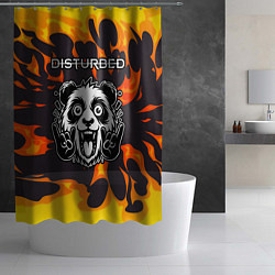 Шторка для душа Disturbed рок панда и огонь, цвет: 3D-принт — фото 2