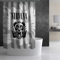 Шторка для душа Nirvana рок панда на светлом фоне, цвет: 3D-принт — фото 2