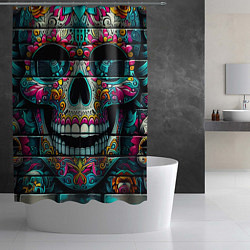 Шторка для душа Cool skull - graffiti ai art, цвет: 3D-принт — фото 2