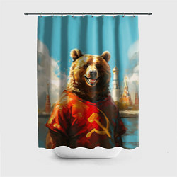 Шторка для душа Медведь с гербом СССР, цвет: 3D-принт