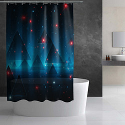 Шторка для душа Пирамиды в космосе абстракции, цвет: 3D-принт — фото 2