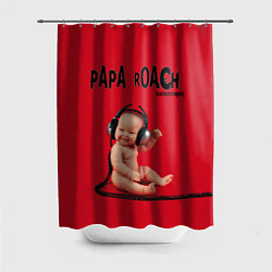 Шторка для душа Papa Roach - baby with headphones, цвет: 3D-принт