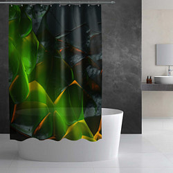 Шторка для душа Зеленая абстрактная неоновая текстура, цвет: 3D-принт — фото 2