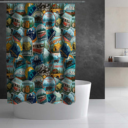 Шторка для душа Adventure stickers, цвет: 3D-принт — фото 2