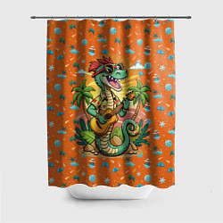 Шторка для душа Веселая змея играет на гитаре, цвет: 3D-принт