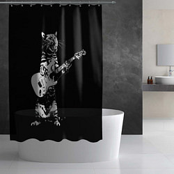 Шторка для душа Кот играет на электрогитаре, цвет: 3D-принт — фото 2