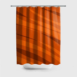 Шторка для душа Тёмный оранжевый полосами, цвет: 3D-принт