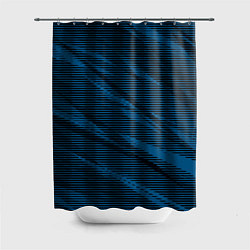 Шторка для душа Полосатый чёрно-синий, цвет: 3D-принт