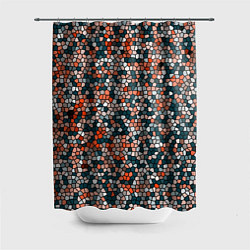Шторка для душа Красно-бирюзовый паттерн мелкая мозаика, цвет: 3D-принт