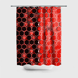 Шторка для душа Техно-киберпанк шестиугольники красный и чёрный с, цвет: 3D-принт
