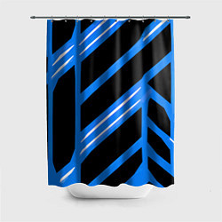 Шторка для душа Black and white stripes on a blue background, цвет: 3D-принт