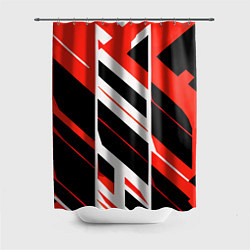 Шторка для душа Black and red stripes on a white background, цвет: 3D-принт