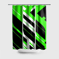 Шторка для ванной Black and green stripes on a white background