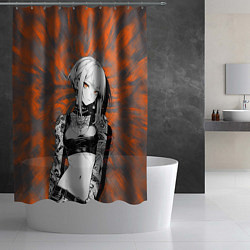 Шторка для душа Татуированная девушка на оранжевом фоне, цвет: 3D-принт — фото 2