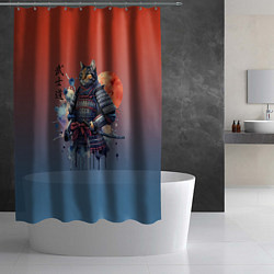 Шторка для душа Кот самурай - бусидо, цвет: 3D-принт — фото 2