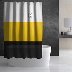 Шторка для душа За веру царя и святую триединую Русь Крест на узор, цвет: 3D-принт — фото 2