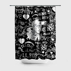 Шторка для душа Lil Peep pattern автографы лого, цвет: 3D-принт