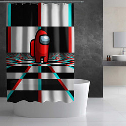 Шторка для душа Among us games optical chessboard, цвет: 3D-принт — фото 2