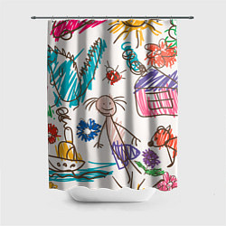 Шторка для душа Детский принт, цвет: 3D-принт