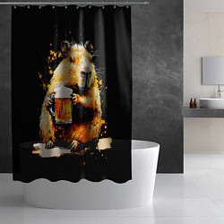 Шторка для душа Капибара с кружкой пива, цвет: 3D-принт — фото 2
