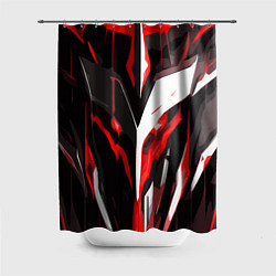 Шторка для душа Красно-белый абстрактный демонический шлем, цвет: 3D-принт