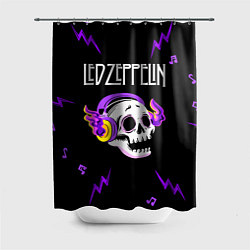 Шторка для душа Led Zeppelin неоновый череп, цвет: 3D-принт