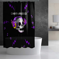 Шторка для душа Disturbed неоновый череп, цвет: 3D-принт — фото 2