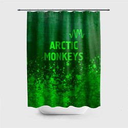 Шторка для душа Arctic Monkeys - green gradient посередине, цвет: 3D-принт