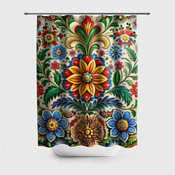 Шторка для душа Русские классические узоры и орнамент, цвет: 3D-принт