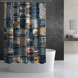 Шторка для душа Пэчворк с автомобилями, цвет: 3D-принт — фото 2