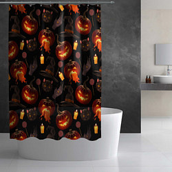 Шторка для душа Хэллоуин цветной паттерн, цвет: 3D-принт — фото 2