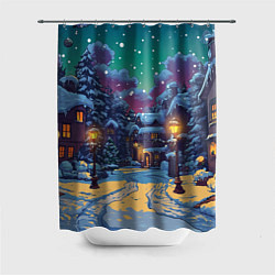 Шторка для душа Глубокая зимняя ночь перед рождеством, цвет: 3D-принт