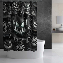 Шторка для душа Облик монстра на пэчворк джинсах, цвет: 3D-принт — фото 2