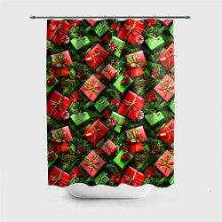 Шторка для душа Новогодние подарки в коробках, цвет: 3D-принт