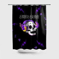 Шторка для душа Crystal Castles неоновый череп, цвет: 3D-принт