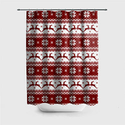 Шторка для душа Скандинавский узор с оленями, цвет: 3D-принт