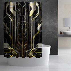 Шторка для душа Gold lines on a black background, цвет: 3D-принт — фото 2