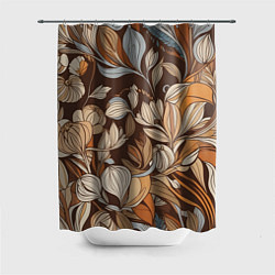 Шторка для душа Спокойная ботаническая иллюстрация, цвет: 3D-принт