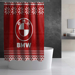 Шторка для душа Новогодний BMW, цвет: 3D-принт — фото 2