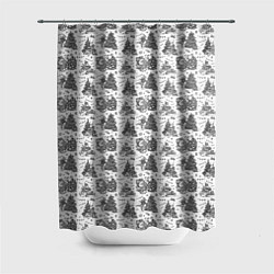 Шторка для душа Новогодние зверята, цвет: 3D-принт