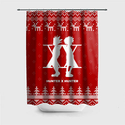 Шторка для душа Новогодний Hunter x Hunter с оленями, цвет: 3D-принт