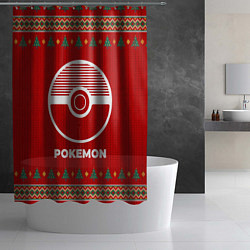 Шторка для душа Pokemon new year, цвет: 3D-принт — фото 2