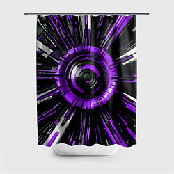 Шторка для душа Чёрно-фиолетовая сфера киберпанк, цвет: 3D-принт
