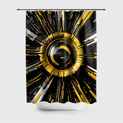Шторка для душа Чёрно-жёлтая сфера киберпанк, цвет: 3D-принт