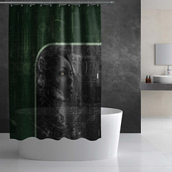 Шторка для душа Боевая девушука-киборг, цвет: 3D-принт — фото 2