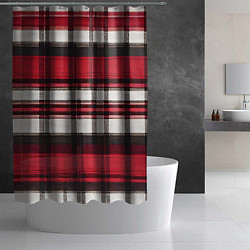 Шторка для душа Красно-белая ткань в клетку, цвет: 3D-принт — фото 2