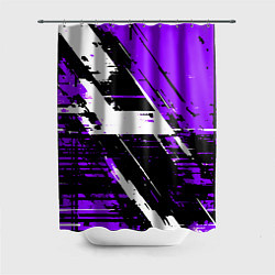 Шторка для душа Diagonal black and white stripes on a purple backg, цвет: 3D-принт