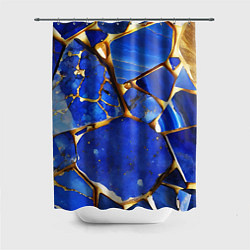 Шторка для душа A gold mineral in a blue stone, цвет: 3D-принт