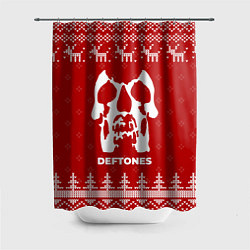 Шторка для душа Новогодний Deftones с оленями, цвет: 3D-принт